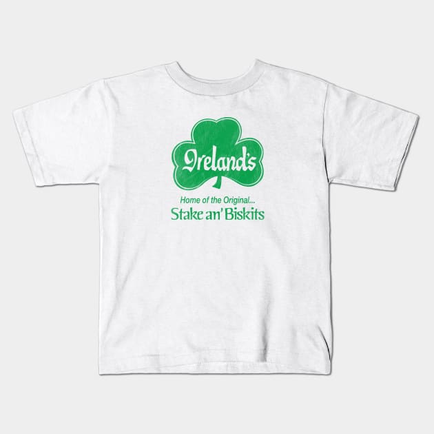 Ireland's Restaurant Green Worn Kids T-Shirt by Wright Art